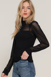 Mesh Panel Detail Long Sleeve Sweater Top