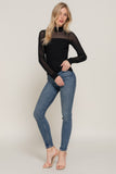 Mesh Panel Detail Long Sleeve Sweater Top