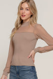 Long Sleeve Mesh Accent Sweater Top