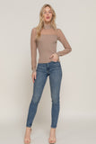 Long Sleeve Mesh Accent Sweater Top