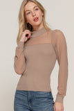 Long Sleeve Mesh Accent Sweater Top