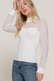 Long Sleeve Mesh-Accent Sweater Cami