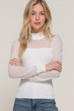 Long Sleeve Mesh-Accent Sweater Cami
