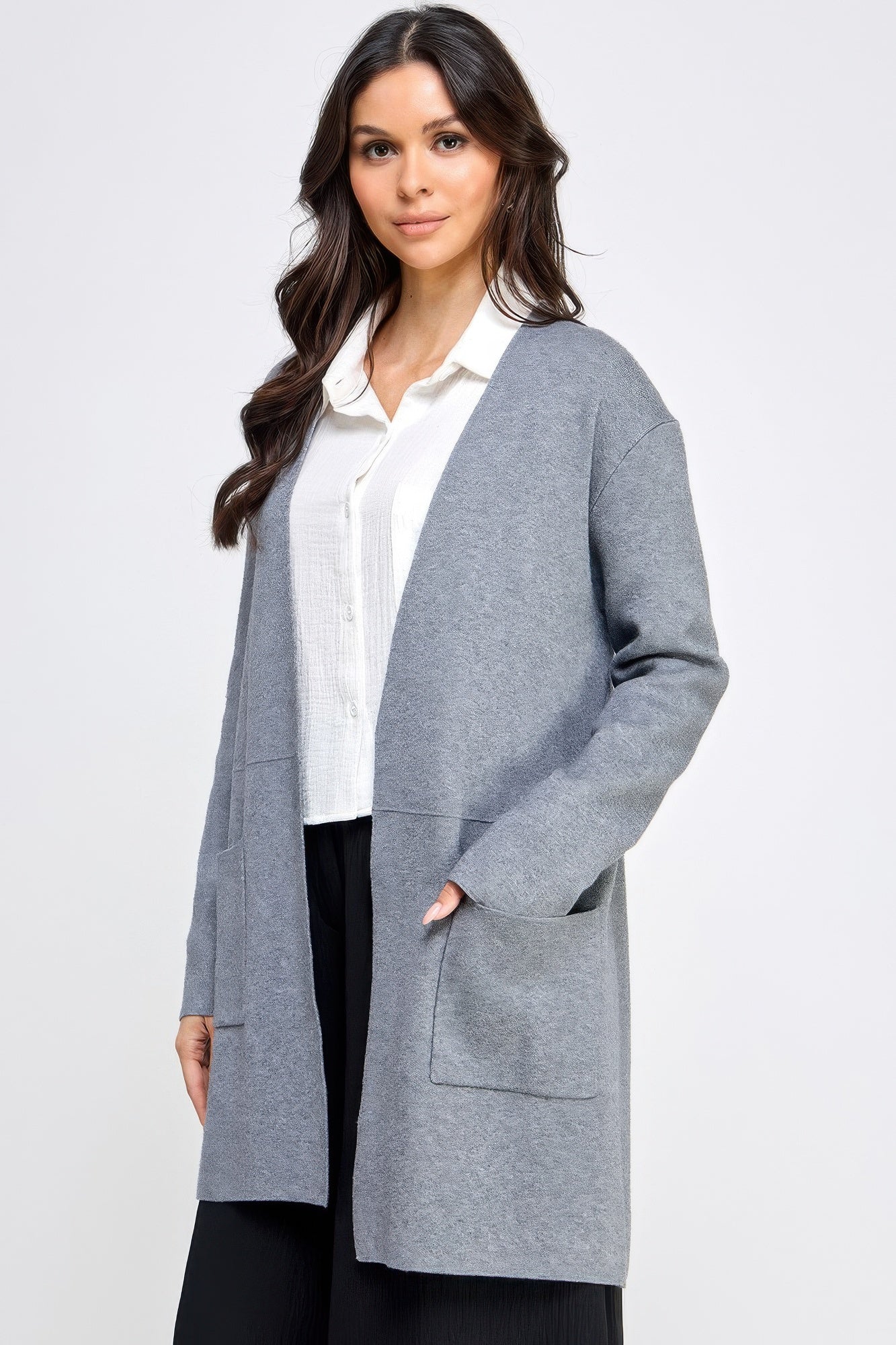 Soft Longline Open Front Cardigan Sweater