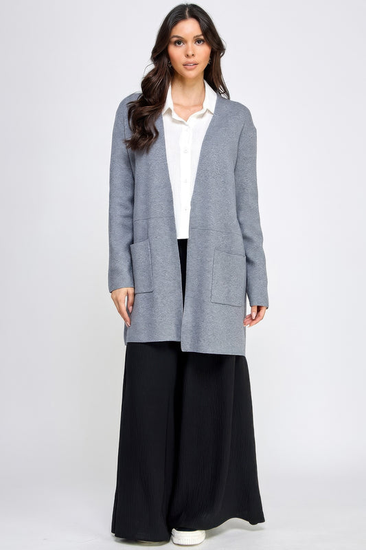 Soft Longline Open Front Cardigan Sweater