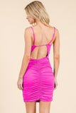Ruching Elegance Double-Layered Open-Back Gown