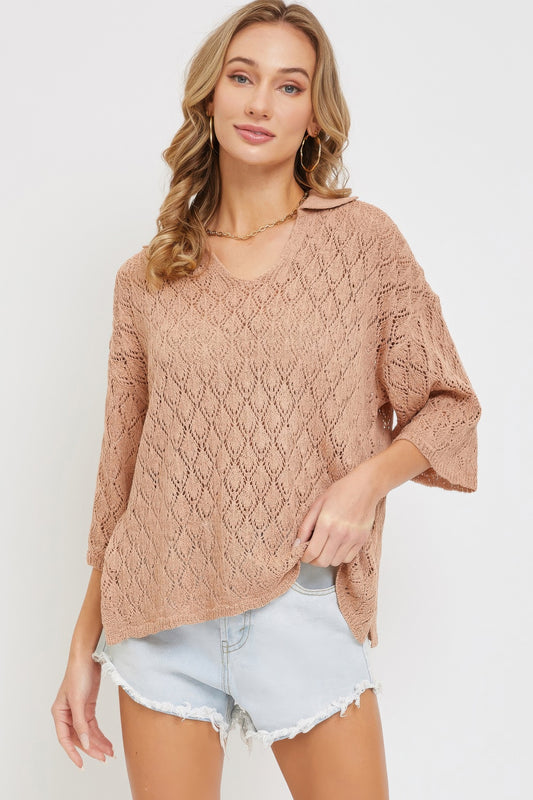 Delicate Pointelle Knit Blouse