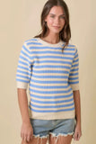 Short Sleeve Knit Striped Sweater Top