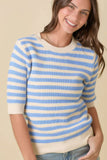 Short Sleeve Knit Striped Sweater Top