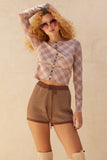 Striped Knit Wide-Leg Sweater Lounge Shorts with Drawstring