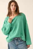 Rib-Knit Oversized Boatneck Pullover Sweater