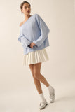 Ribbed Knit Oversized Boatneck Pullover Sweater