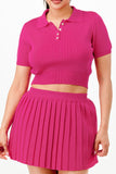 Polo Sweater Shirt and Skirt Ensemble