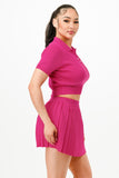 Polo Sweater Shirt and Skirt Ensemble