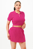 Polo Sweater Shirt and Skirt Ensemble