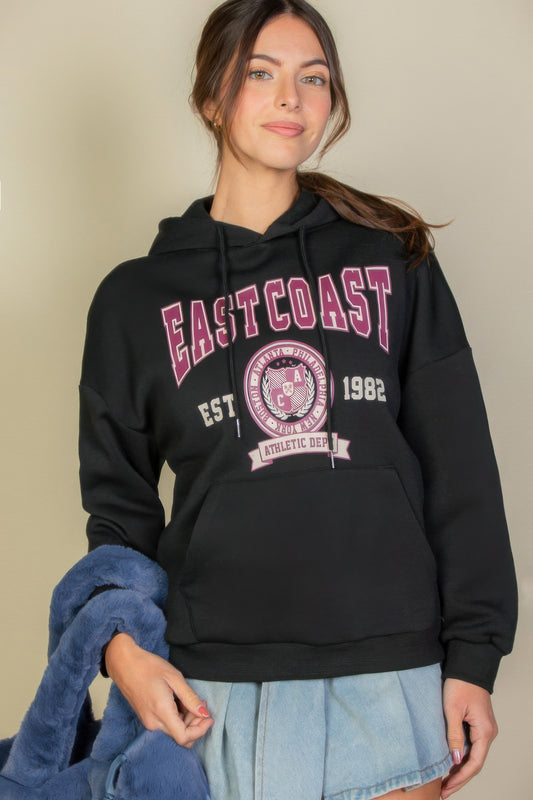 East Coast Graphic Hoodie with Kangaroo Pocket