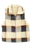 Chic Faux Fur Plaid Vest