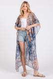 Boho Print Open Front Long Kimono Cover Up