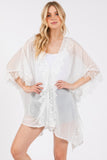 Flower Pattern Trim Detail Poncho Cover Up