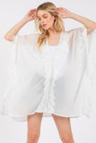 Flower Pattern Trim Detail Poncho Cover Up
