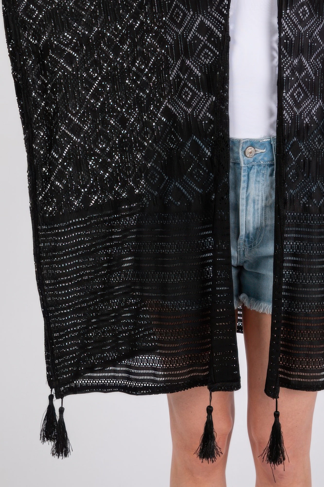 Geometric Pattern Tassel Cover Up