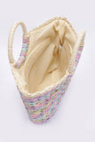 Vibrant Woven Round Handle Carryall Bag