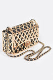 Elegant Polyurethane Clutch with Chain Strap