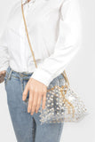 Elegant PVC Bucket Bag with Pearl Embellishments