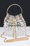 Elegant PVC Bucket Bag with Pearl Embellishments