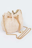 Chic Bucket-Style Faux Straw Shoulder Bag