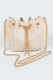 Chic Bucket-Style Faux Straw Shoulder Bag