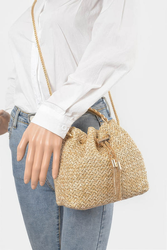 Artisan Texture Bucket Bag with Gem Handle