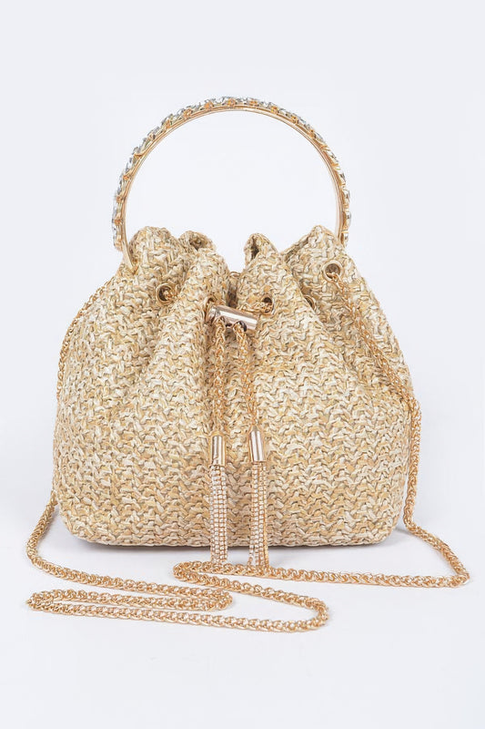 Artisan Texture Bucket Bag with Gem Handle