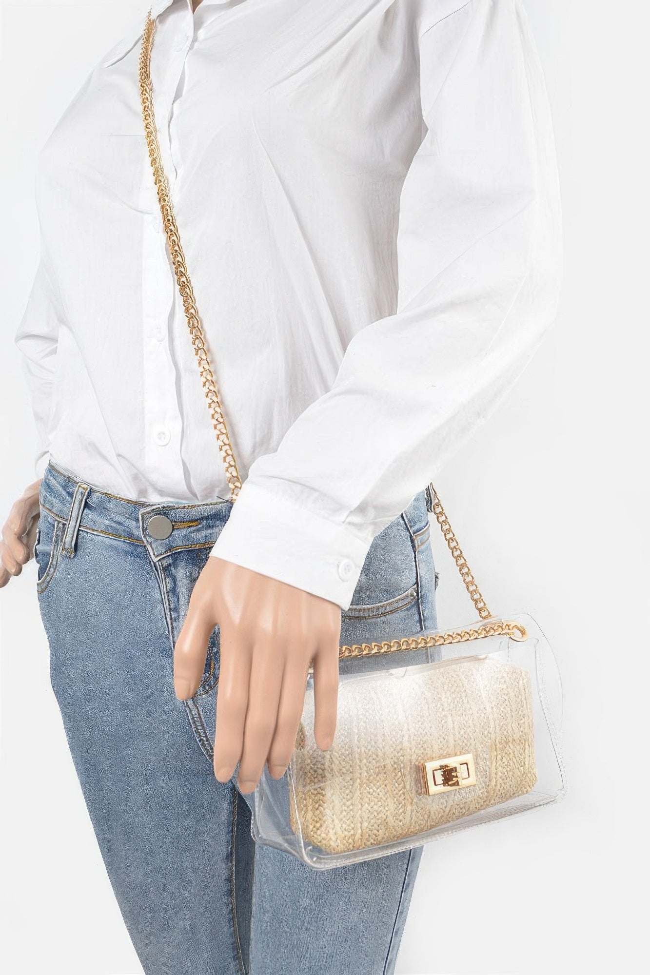 Elegant See-Through Clutch With Inner Pouch