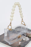 Elegant Pearl Accent Clear Crossbody Bag