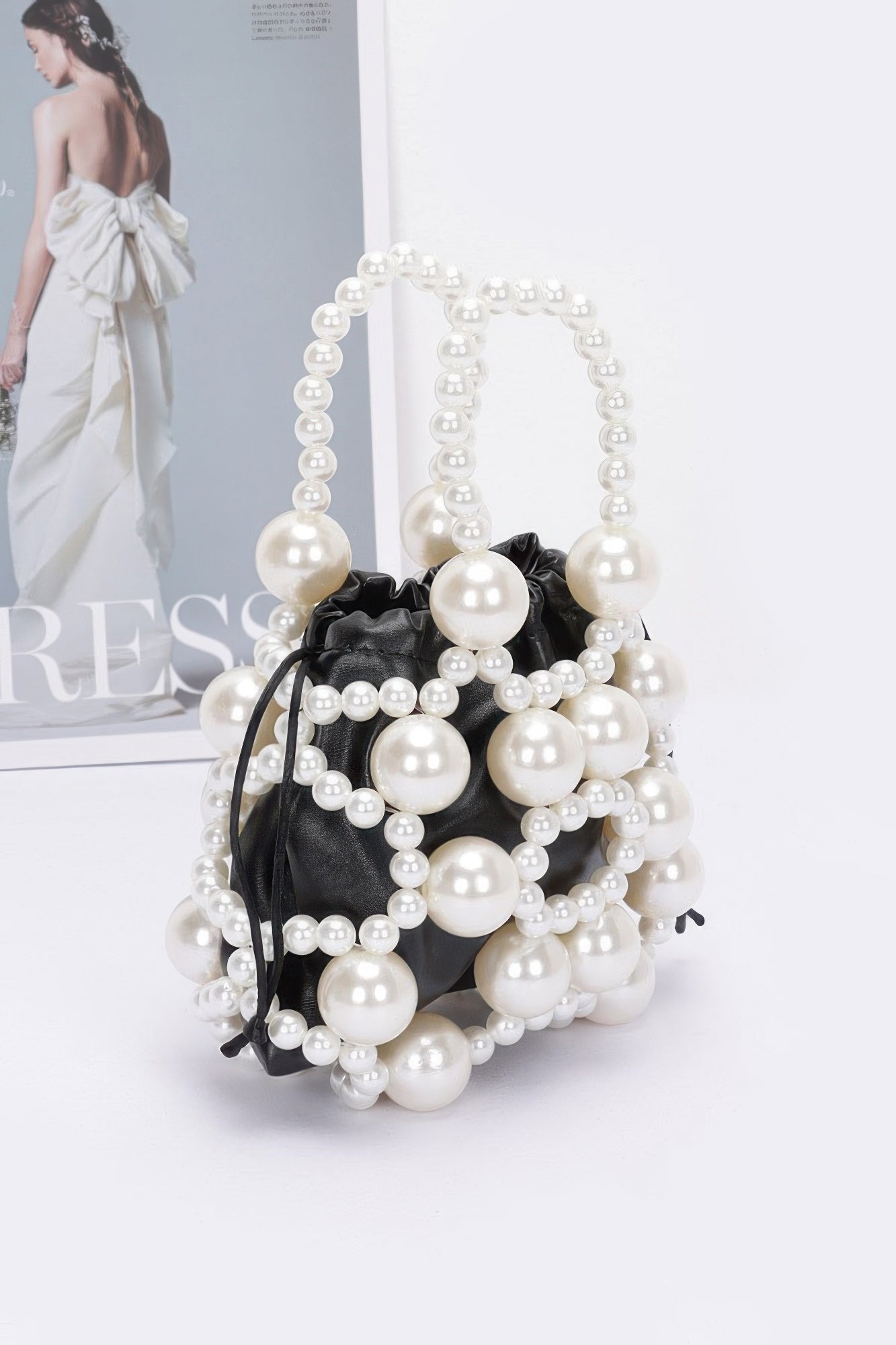 Elegant Faux Pearl Evening Clutch with Organizer