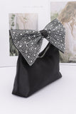 Glamorous Rhinestone Bow Satin Handle Evening Clutch