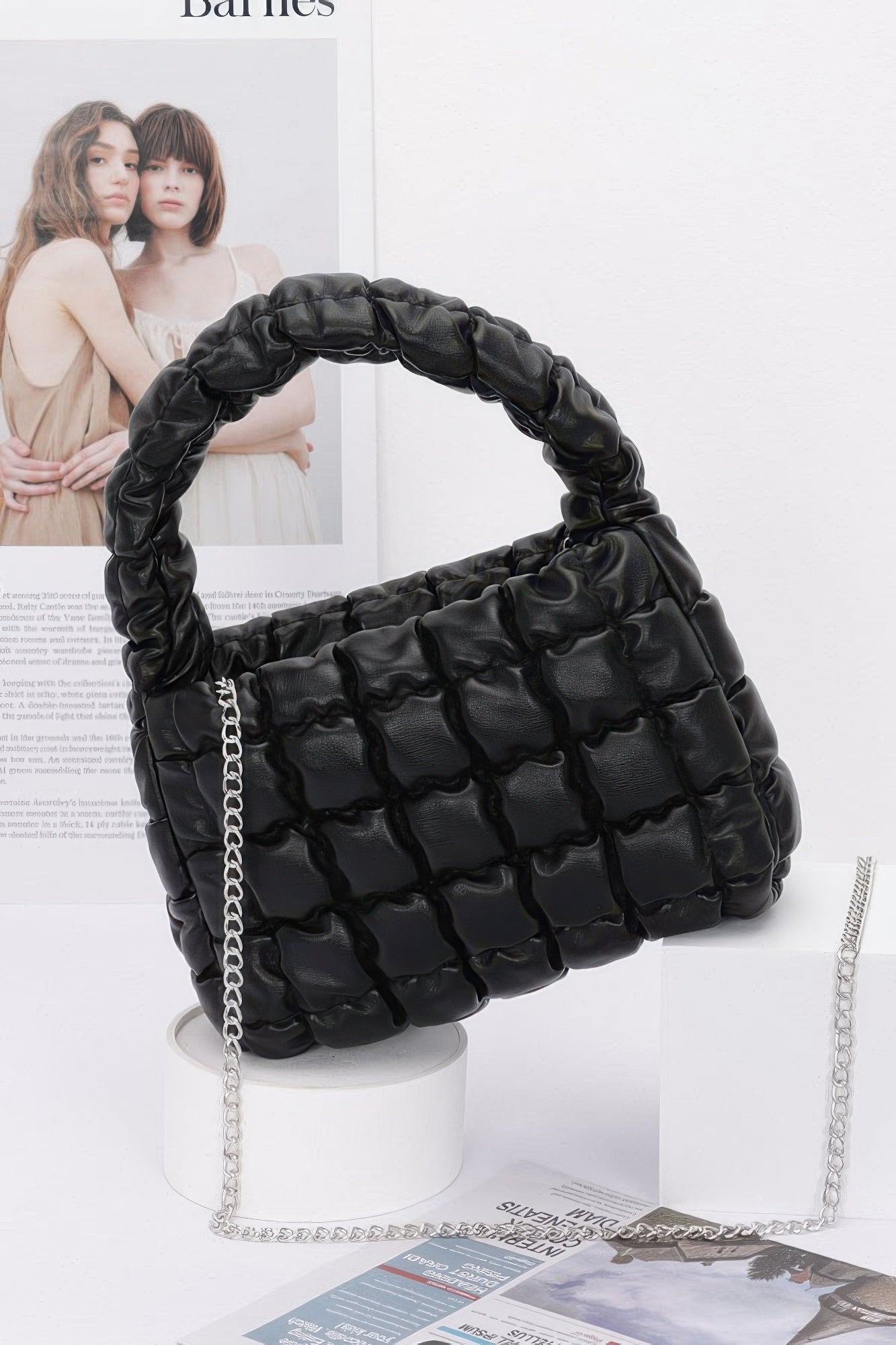 Elegant Quilted Faux Leather Handle Bag