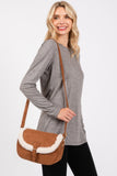Faux Fur Accent Crossbody Bag with Customizable Strap