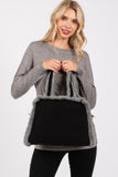 Fleece-Accented Convertible Tote and Crossbody Bag