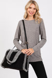 Fleece-Accented Convertible Tote and Crossbody Bag