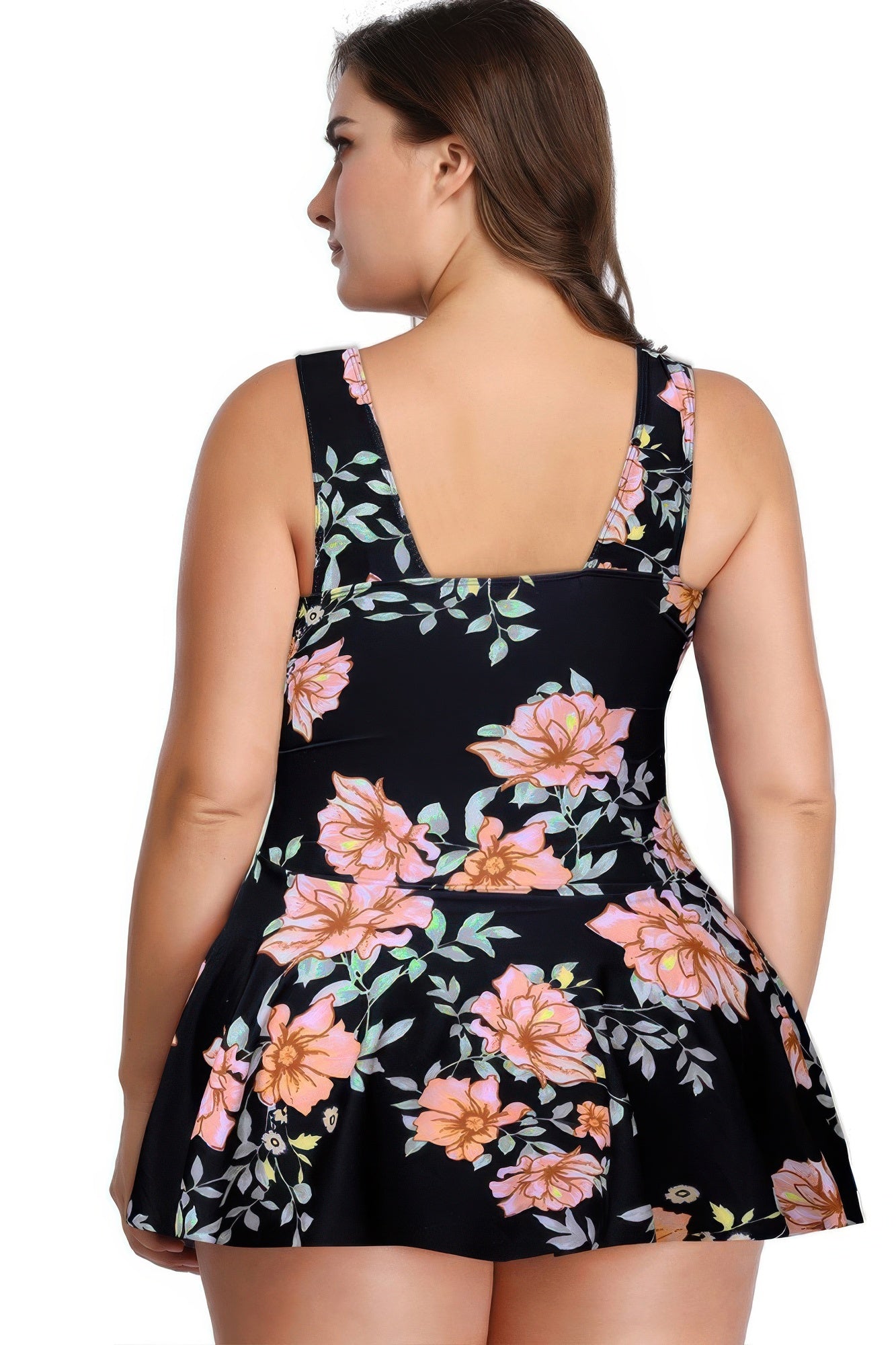 Full Size Solid Ruffle V Neck Fit Swimsuits