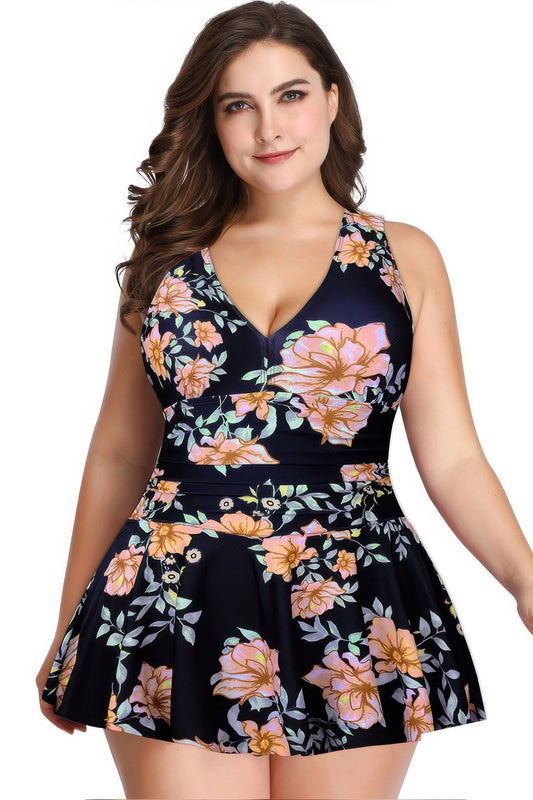 Full Size Solid Ruffle V-Neck Fit Swimsuits