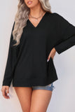Relaxed V-Neck Blouse with Modern Split Sleeves