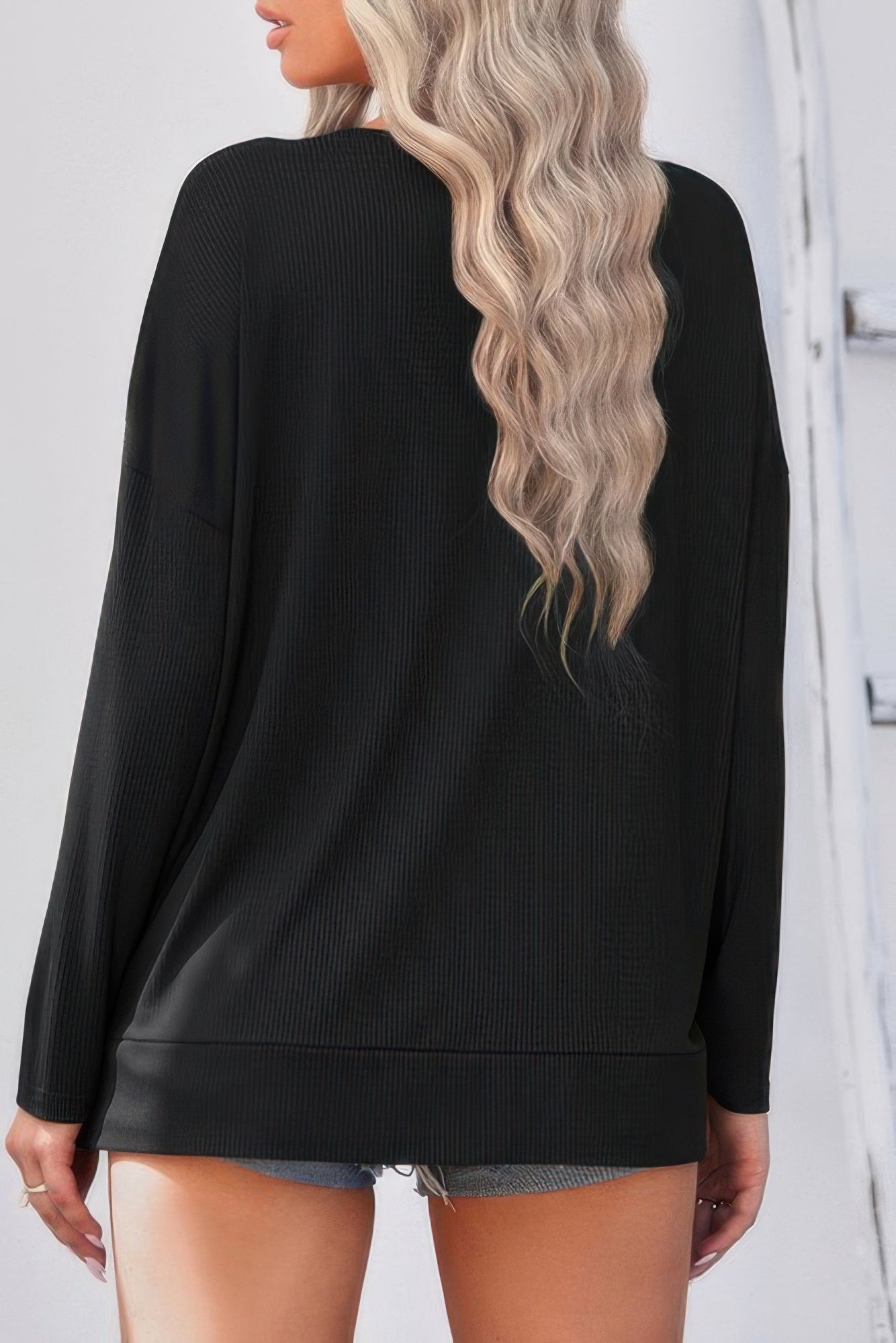 Relaxed V-Neck Blouse with Modern Split Sleeves