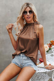 Leopard Print Satin Halter Spaghetti Strap Cami Top