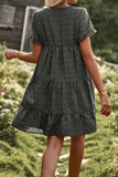 Floral Polka Dots Boat Neck Loose A Line Midi Dress