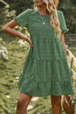 Floral Polka Dots Boat Neck Loose A Line Midi Dress