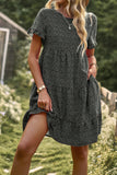 Floral Polka Dots Boat Neck Loose A Line Midi Dress