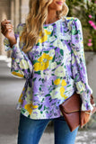 Floral Contrast Lace Trim Split Top